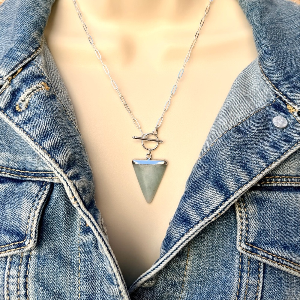 Silver and Green Pendant Necklace